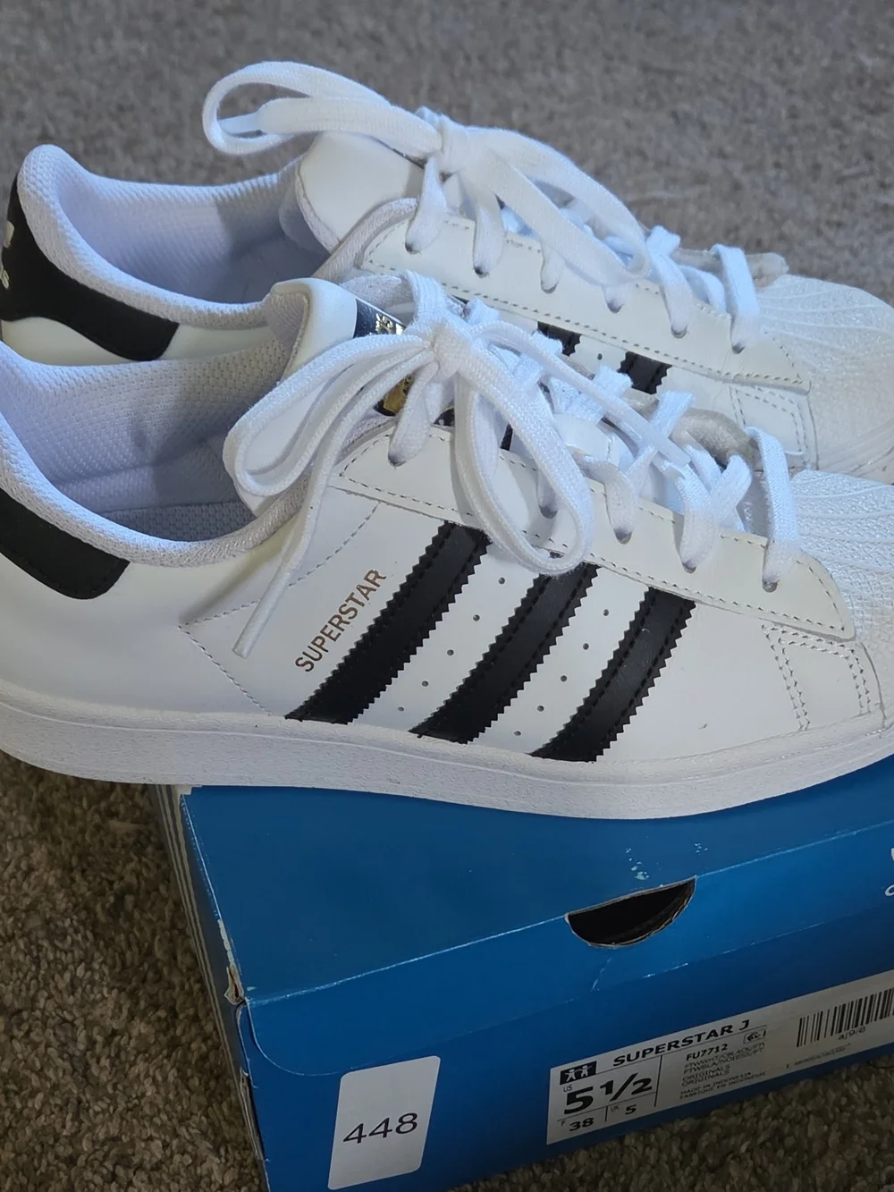 Adidas Superstar White Sneakers with Black Stripes